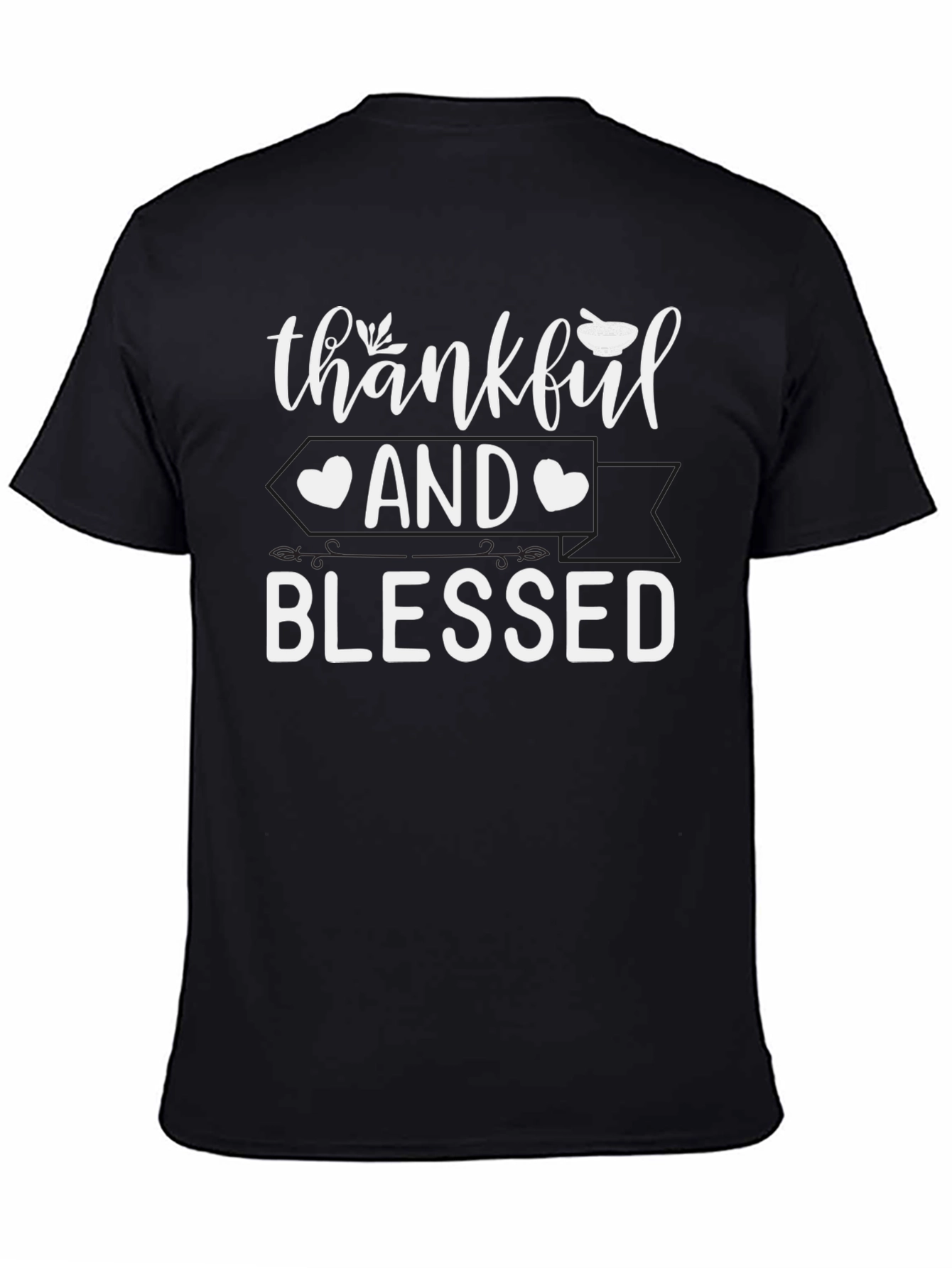 Thankful and Blessed Black Graphic T-Shirt