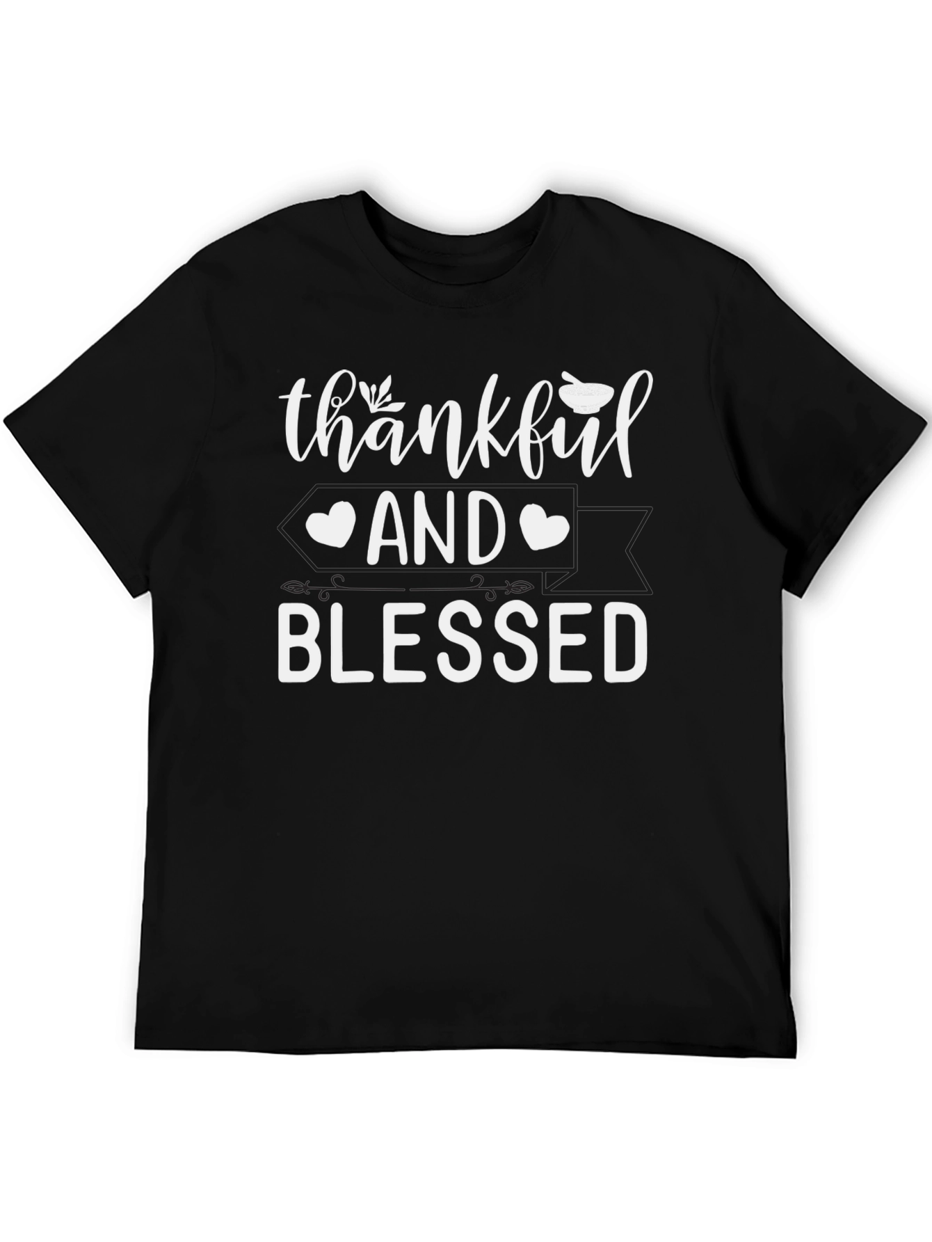 Thankful and Blessed Black Graphic T-Shirt