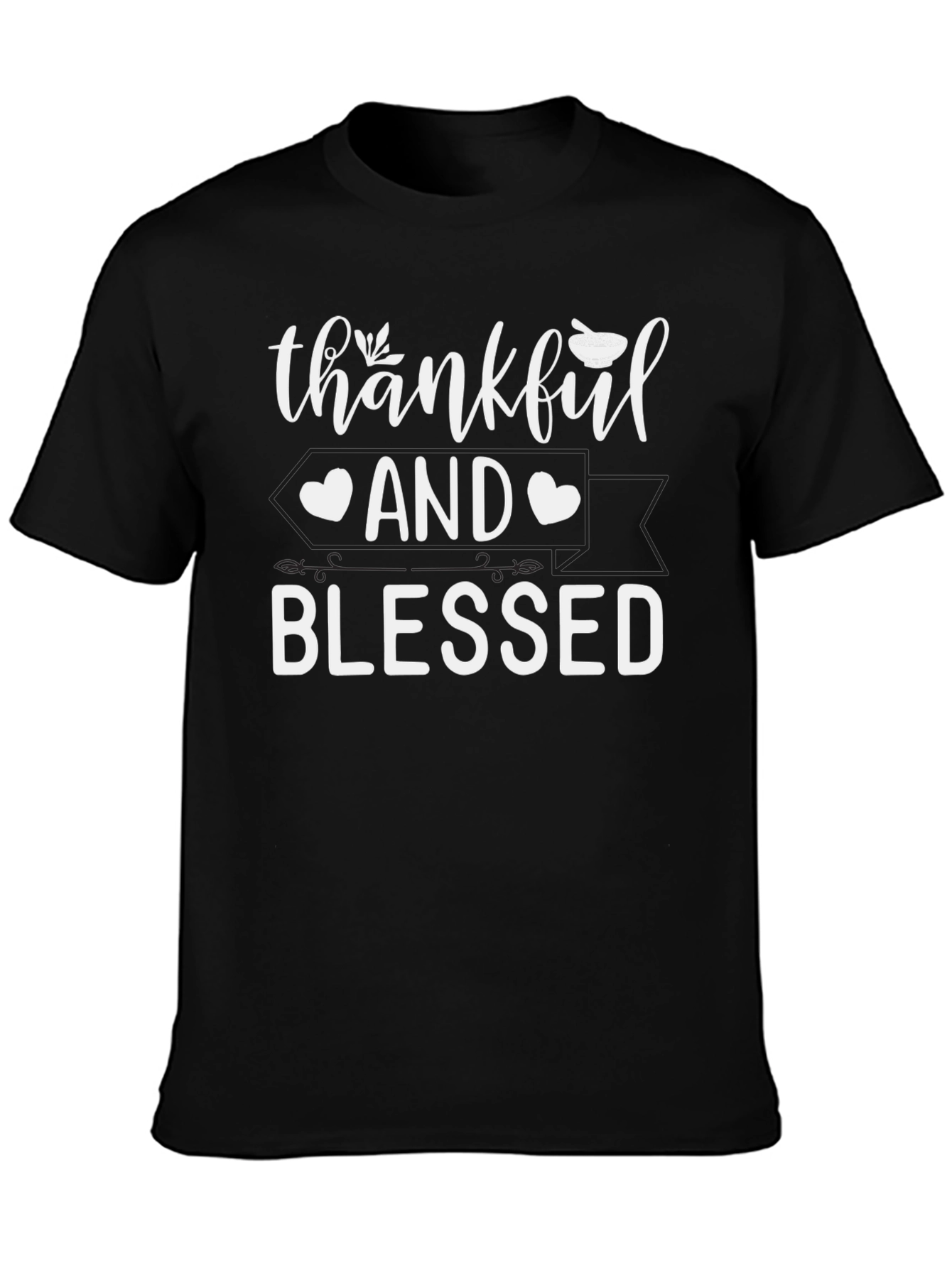 Thankful and Blessed Black Graphic T-Shirt