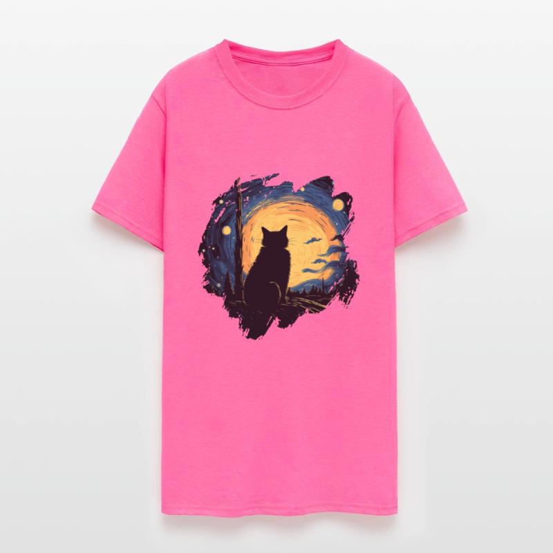 Fluffy Kitten Starry Moon Decor Animal Silhouette