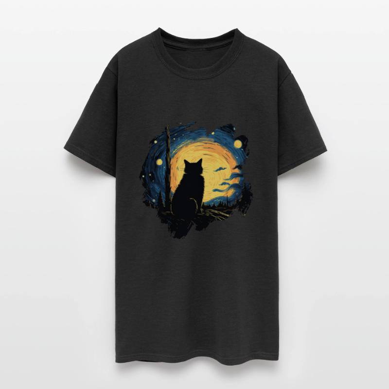 Fluffy Kitten Starry Moon Decor Animal Silhouette