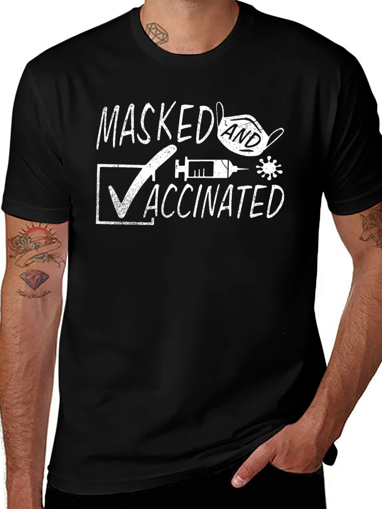 Masked and Vaccinated Graphic T-Shirt - Pandemic Protection