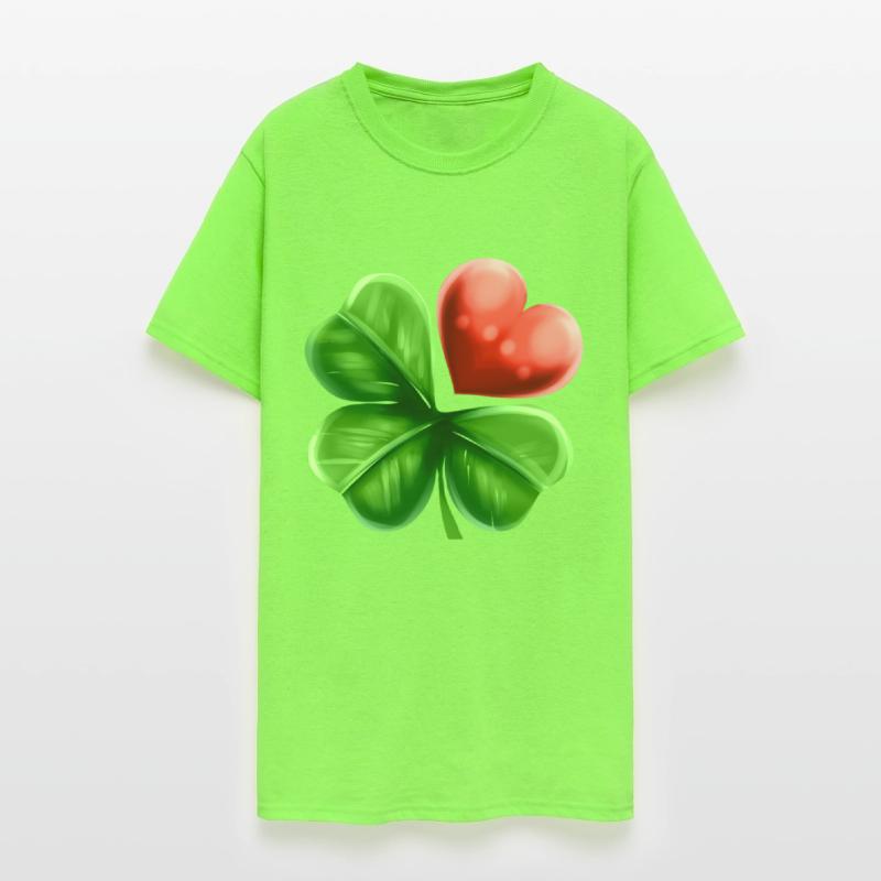Four Leaf Clover Shamrock With Heart For St