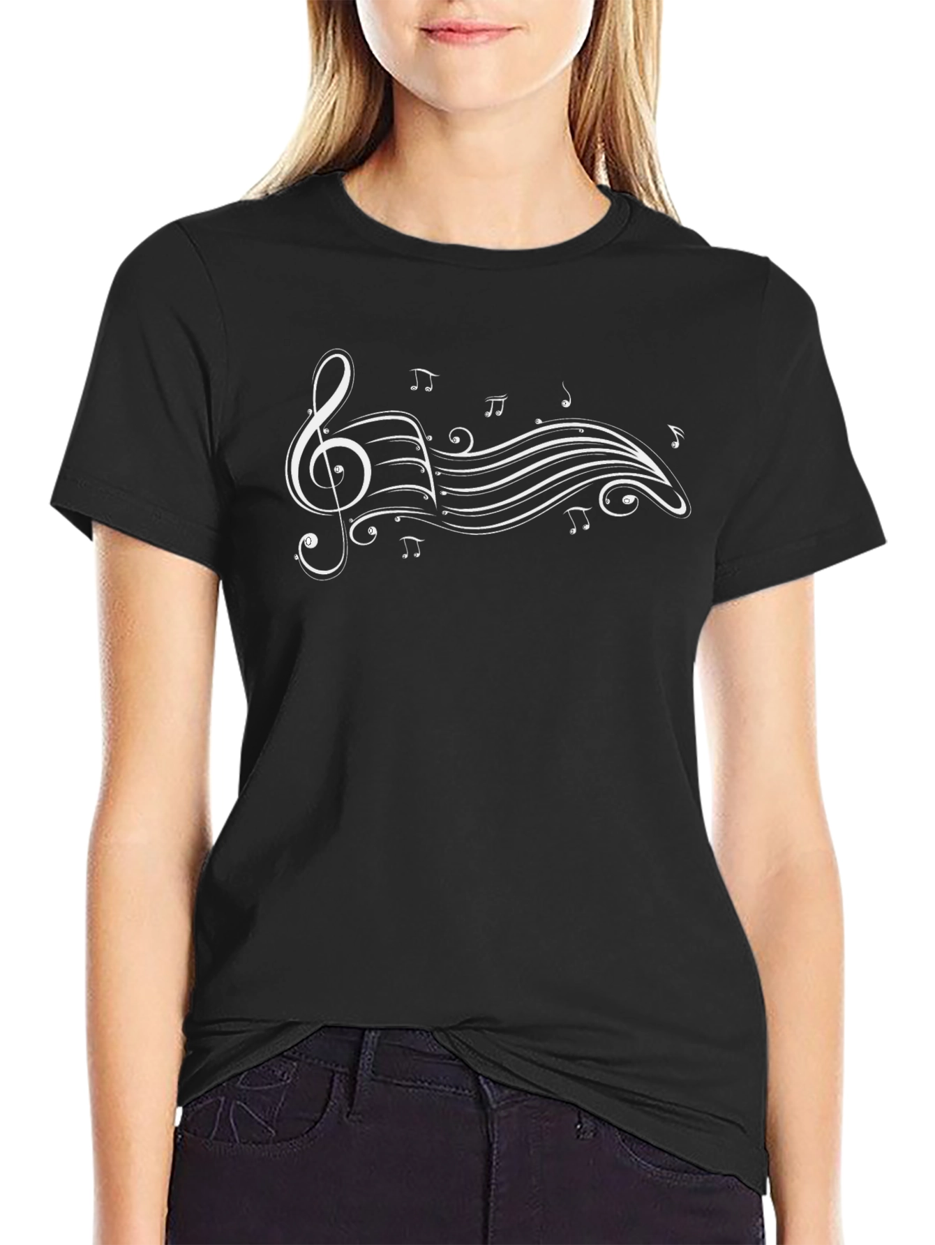 Musical Note Graphic Black T-Shirt