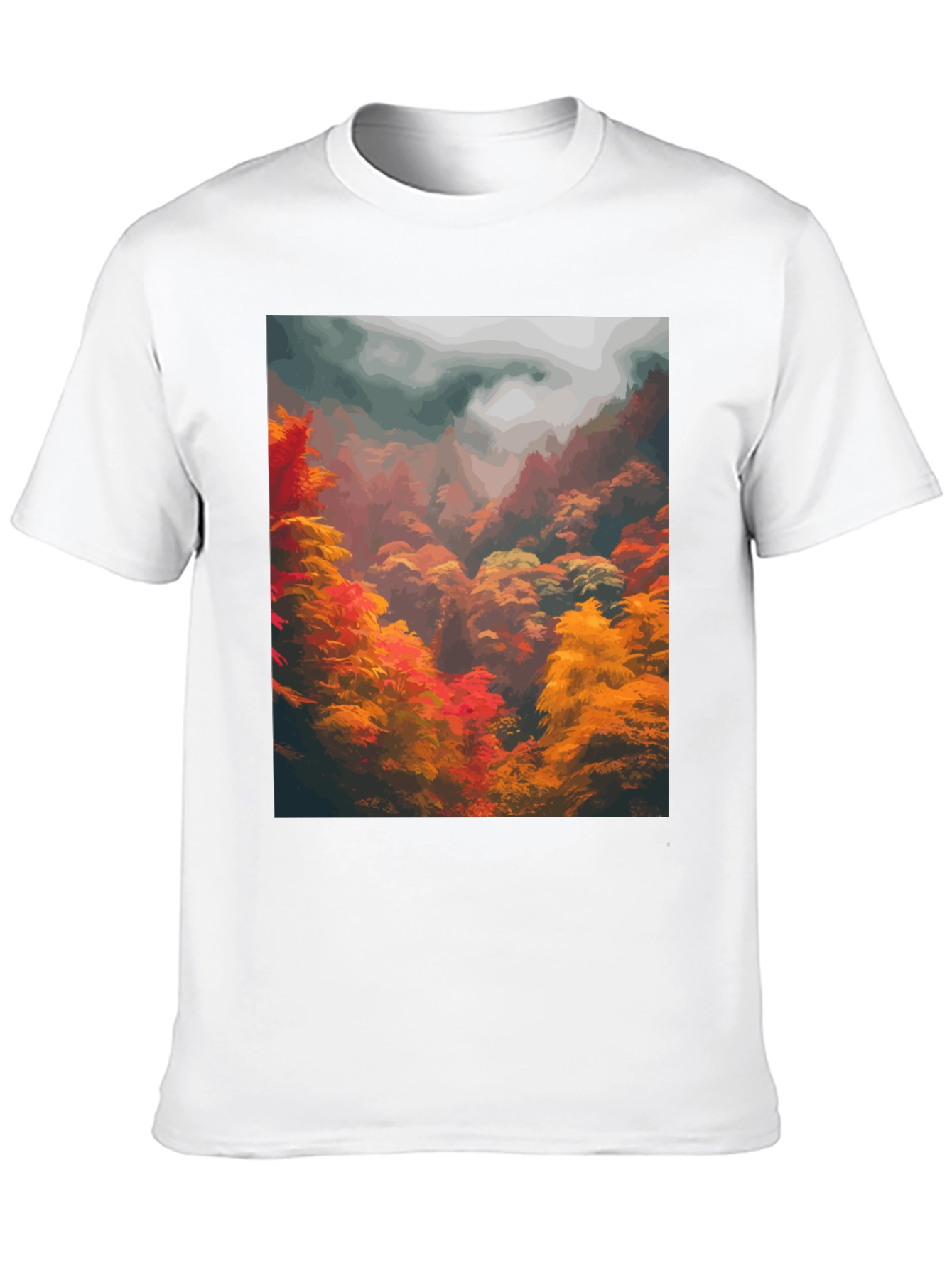 Autumn Forest Graphic Tee - Soft Black Cotton