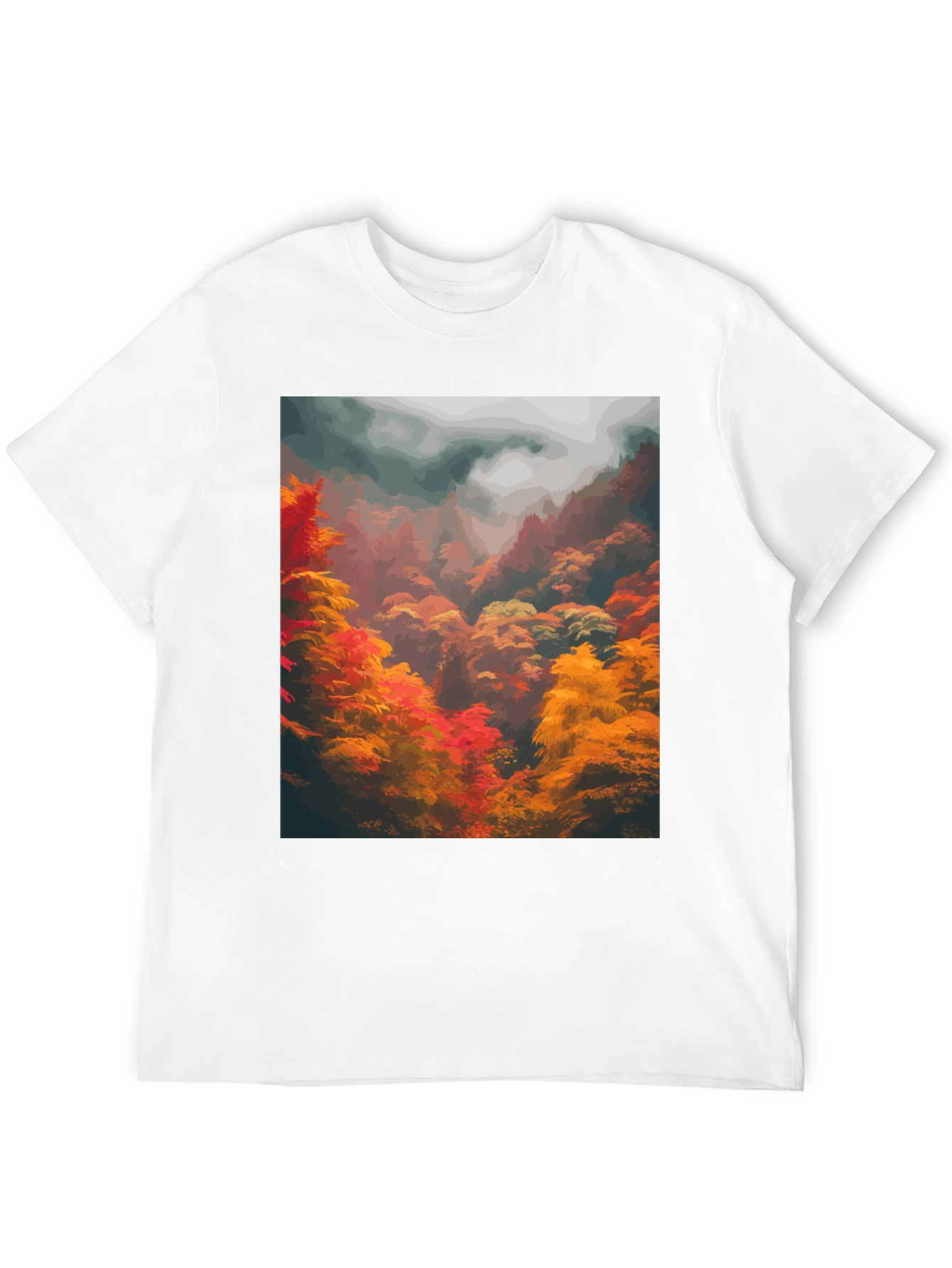 Autumn Forest Graphic Tee - Soft Black Cotton