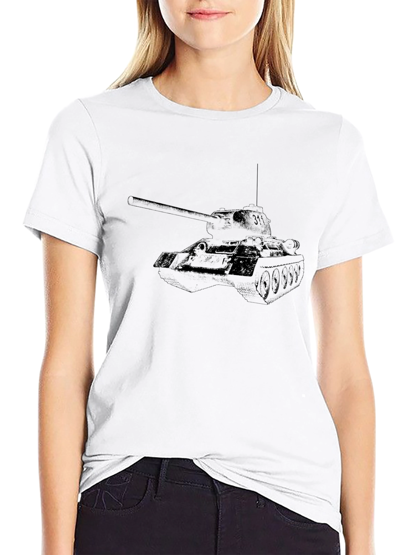 Tank Graphic Tee - Black Cotton T-Shirt