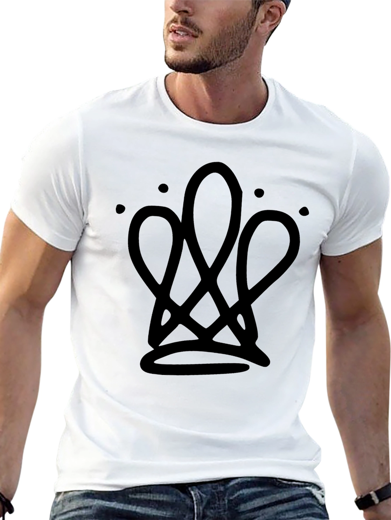 Mens Black Graphic Tee - Crown Design