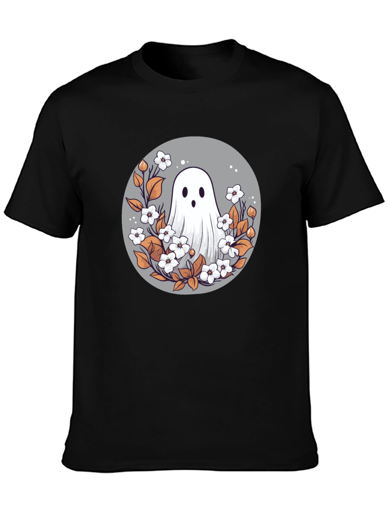 Ghostly Floral T-Shirt - Spooky Cute Design