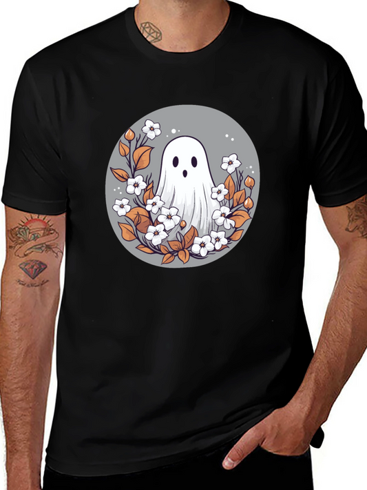 Ghostly Floral T-Shirt - Spooky Cute Design