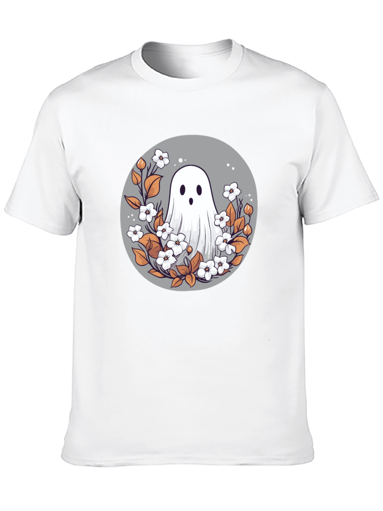 Ghostly Floral T-Shirt - Spooky Cute Design