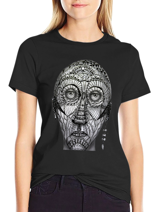 Abstract Face Graphic T-Shirt - Unique Design