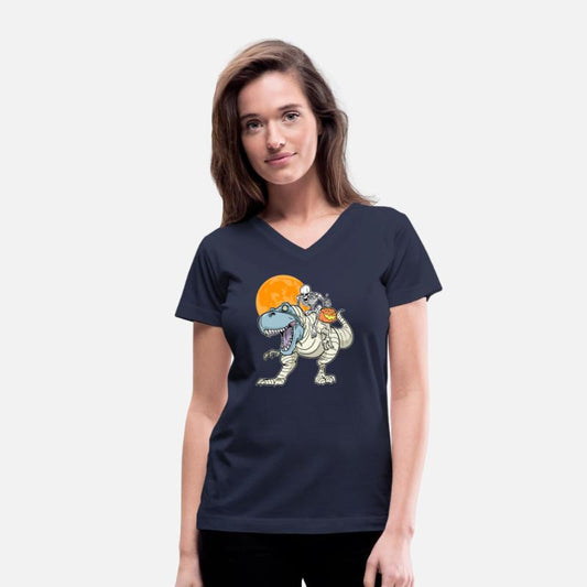 Fun Halloween Skeleton Riding Mummy T Rex