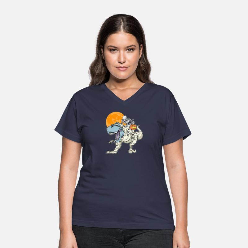 Fun Halloween Skeleton Riding Mummy T Rex