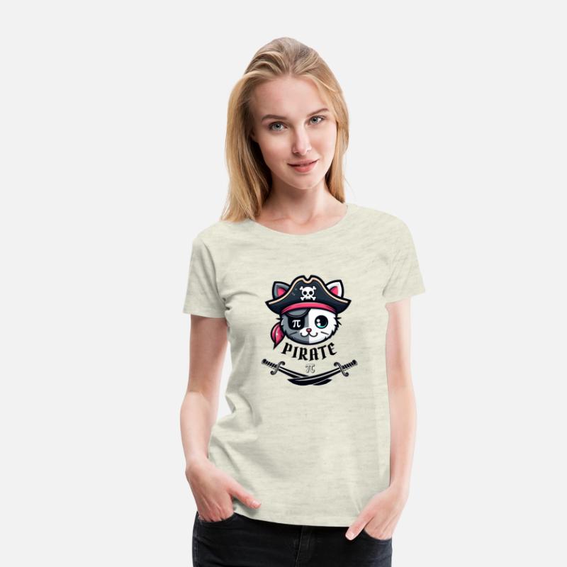 Funny Pi Day Math Science Cute Cat Pirate Women