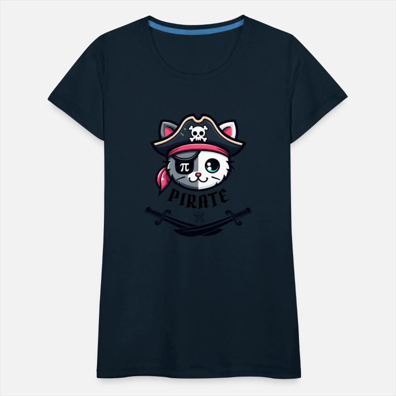 Funny Pi Day Math Science Cute Cat Pirate Women