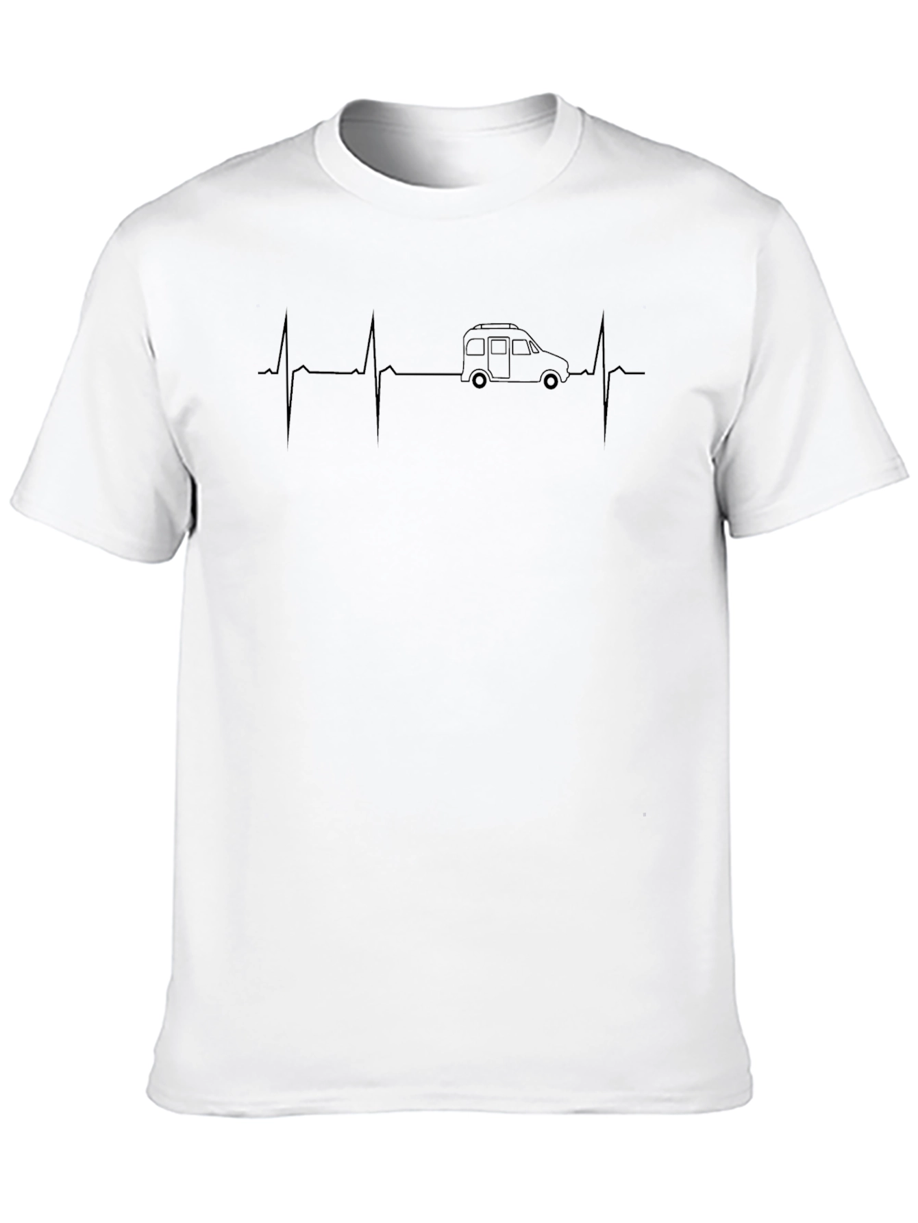 Campervan Heartbeat T-Shirt - Black Graphic Tee