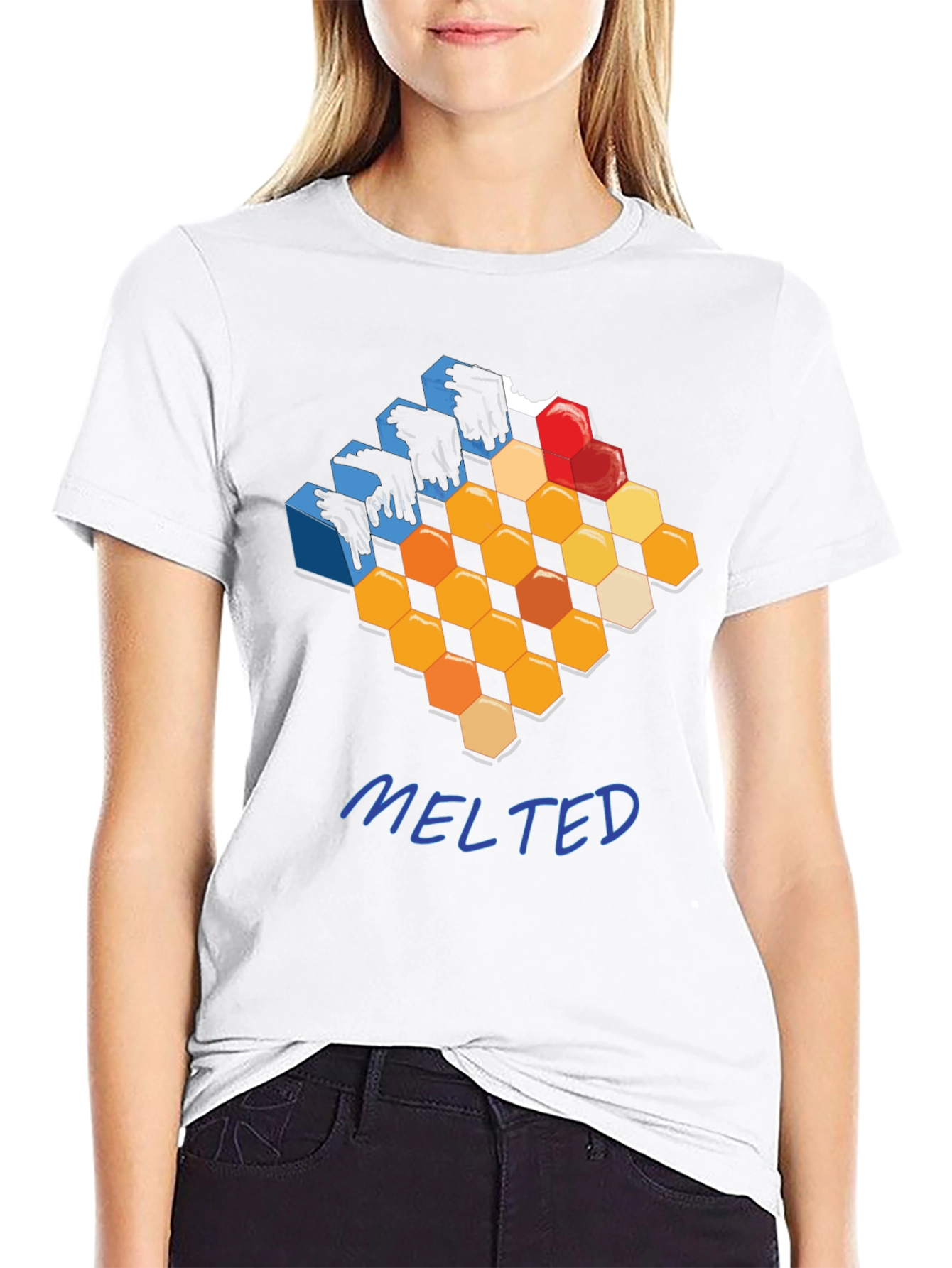 Melted Honeycomb Graphic T-Shirt - Modern Design