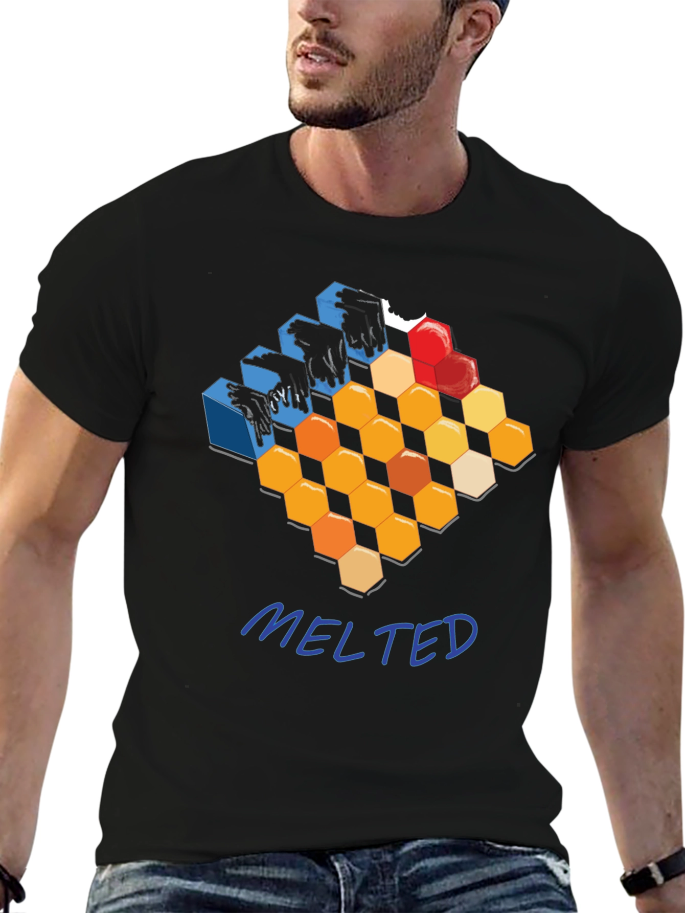 Melted Honeycomb Graphic T-Shirt - Modern Design