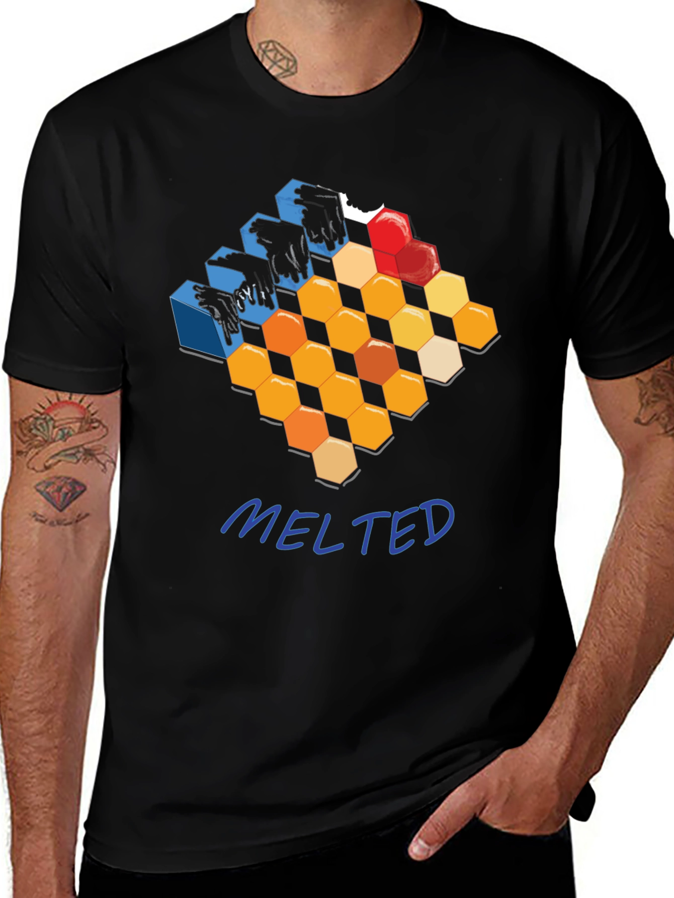 Melted Honeycomb Graphic T-Shirt - Modern Design