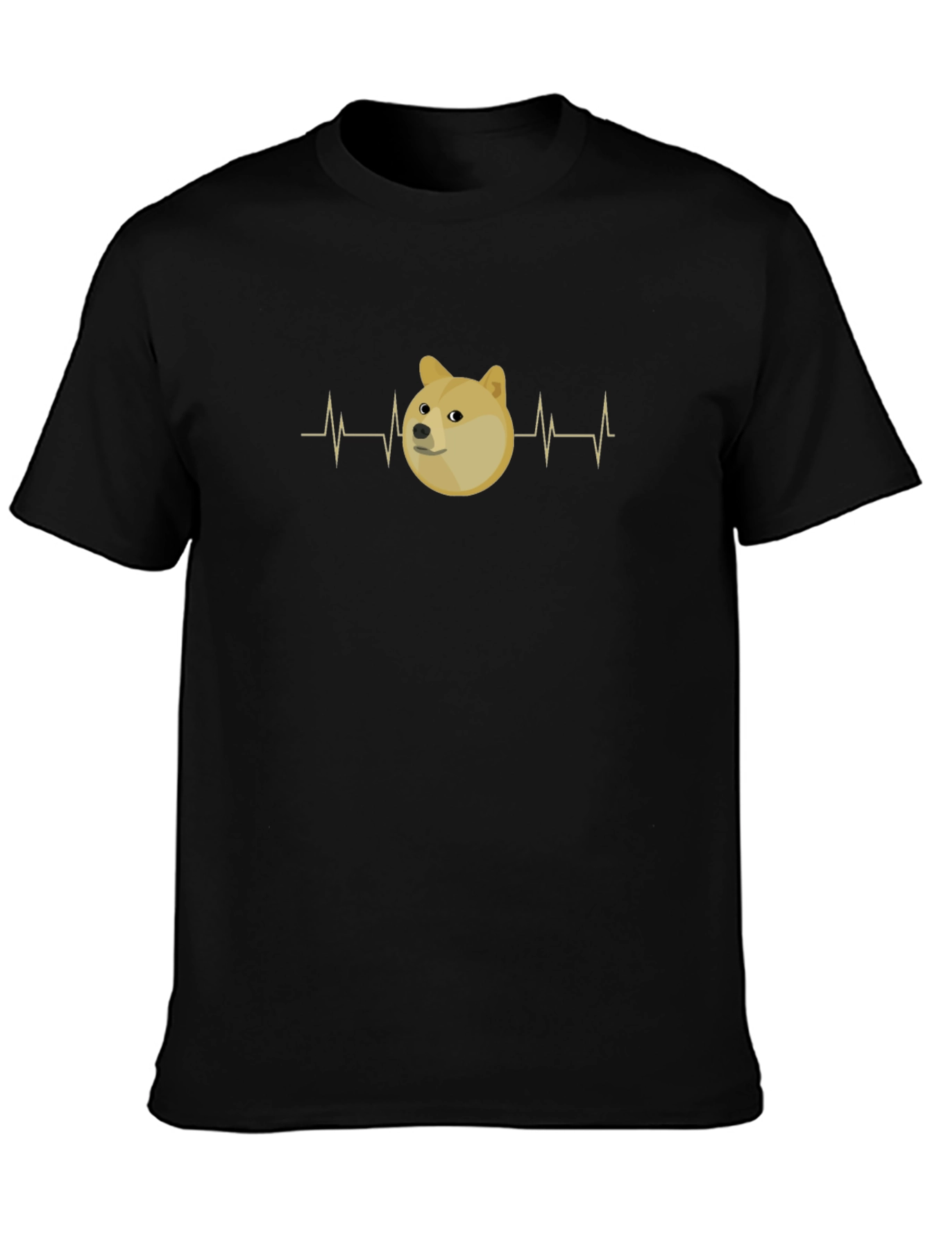 Doge Heartbeat T-Shirt - Black Cotton Tee