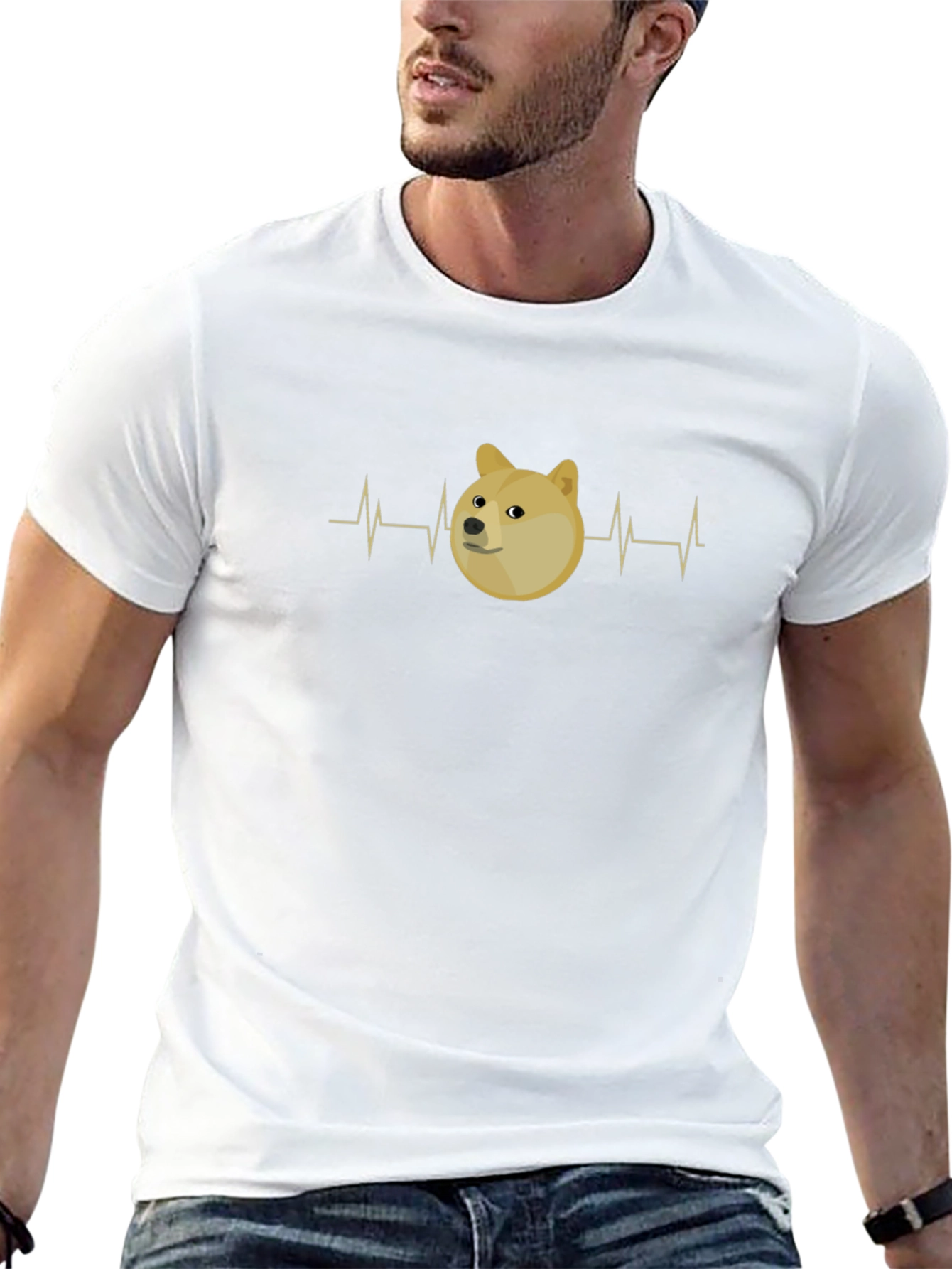 Doge Heartbeat T-Shirt - Black Cotton Tee