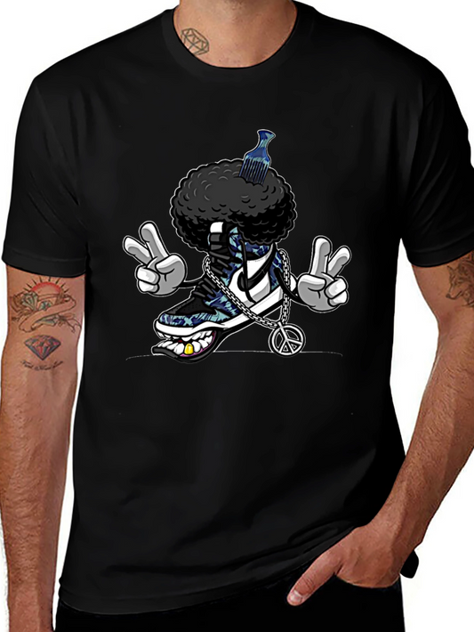 Cool Afro Shoe Cartoon T-Shirt