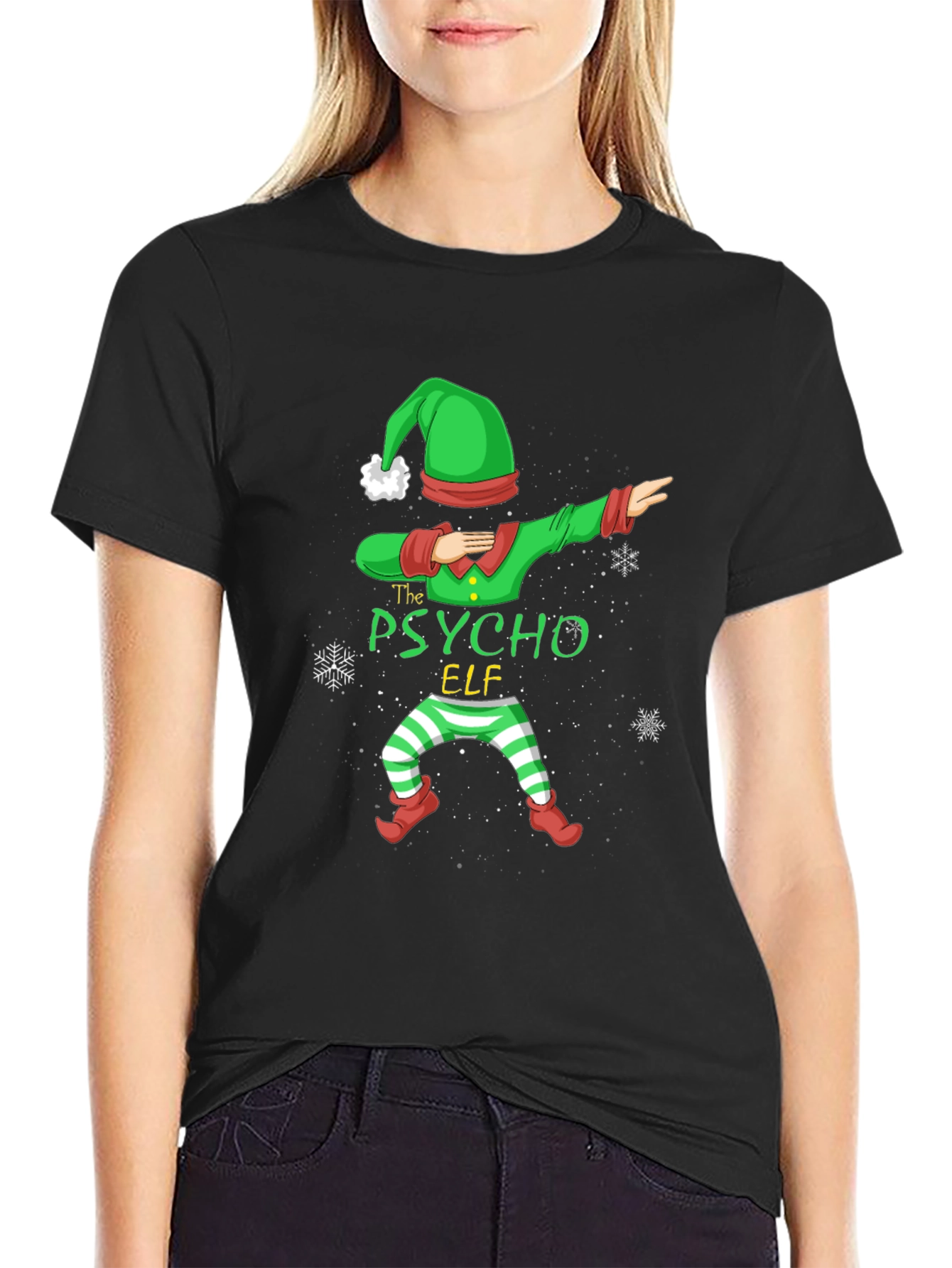 Psycho Elf Dabbing Christmas T-Shirt