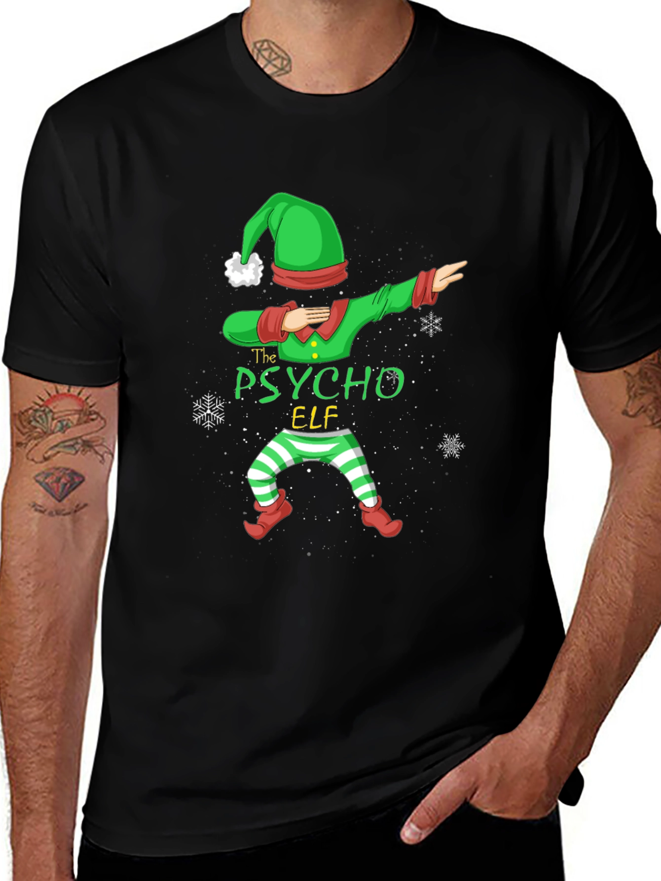 Psycho Elf Dabbing Christmas T-Shirt