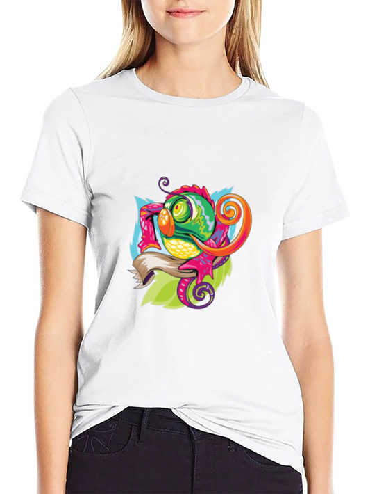 Cool Chameleon Graphic Black T-Shirt