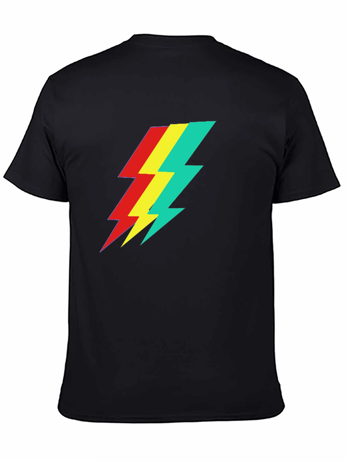 Retro Lightning Bolt Graphic Tee - Black