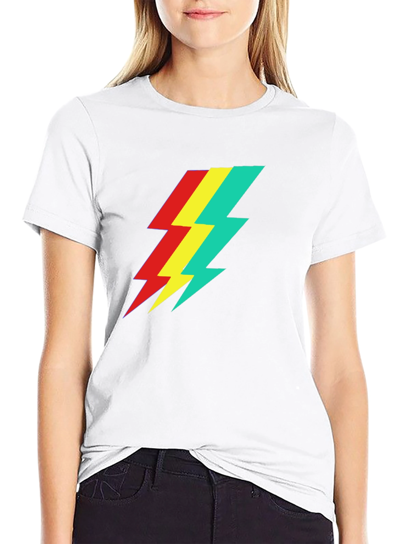 Retro Lightning Bolt Graphic Tee - Black