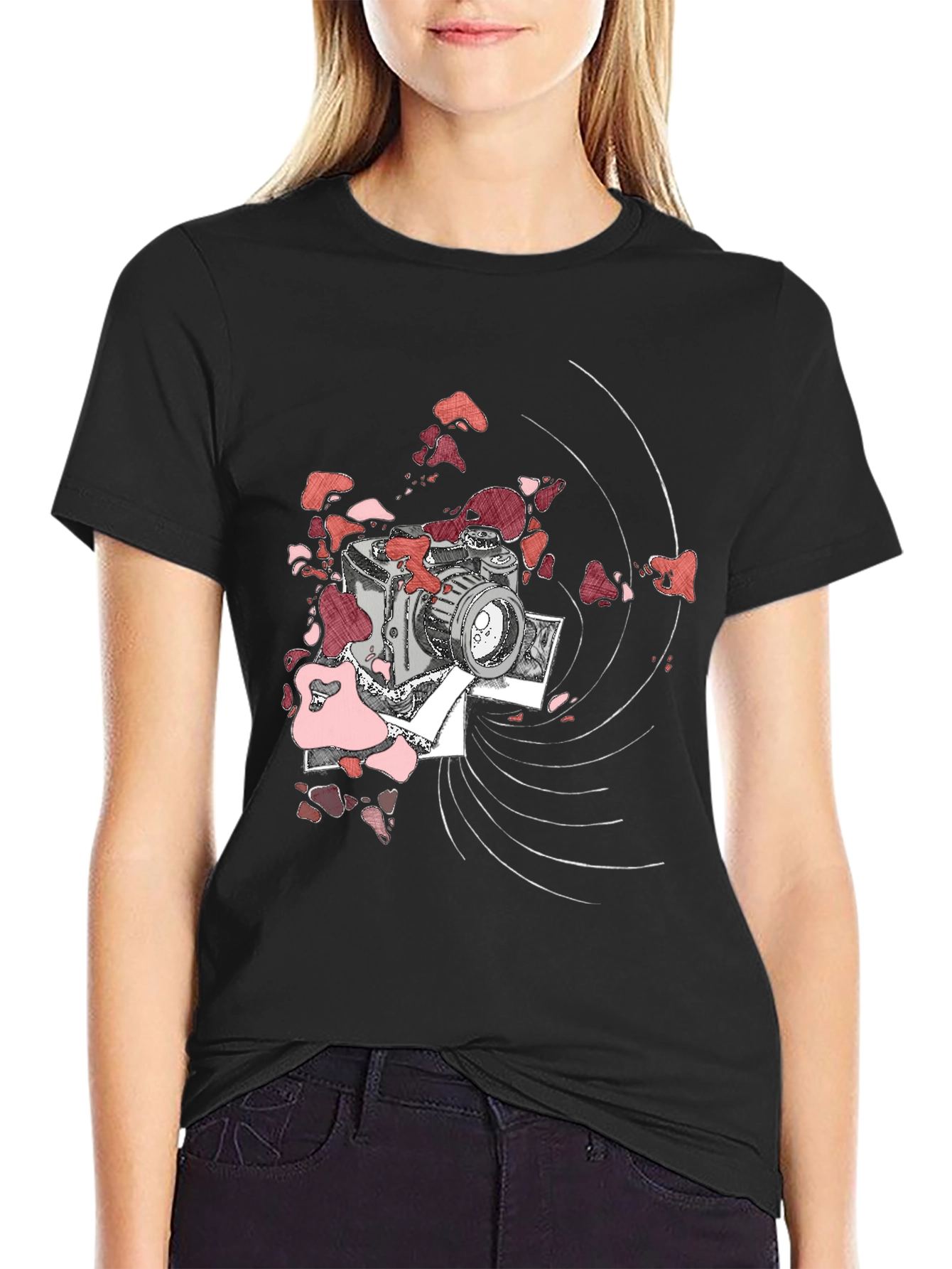 Retro Camera Graphic T-Shirt - Black