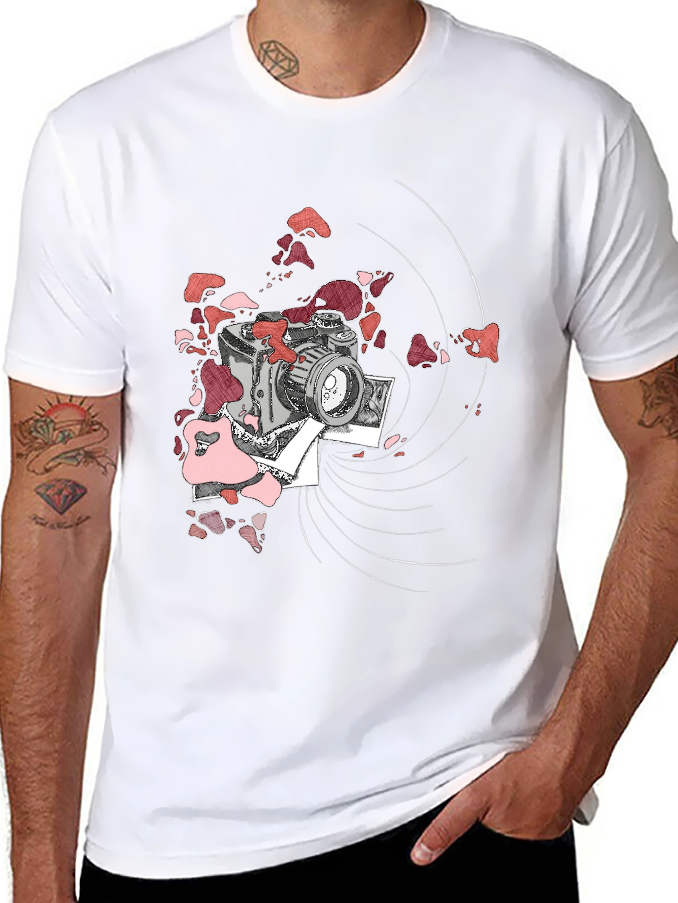 Retro Camera Graphic T-Shirt - Black