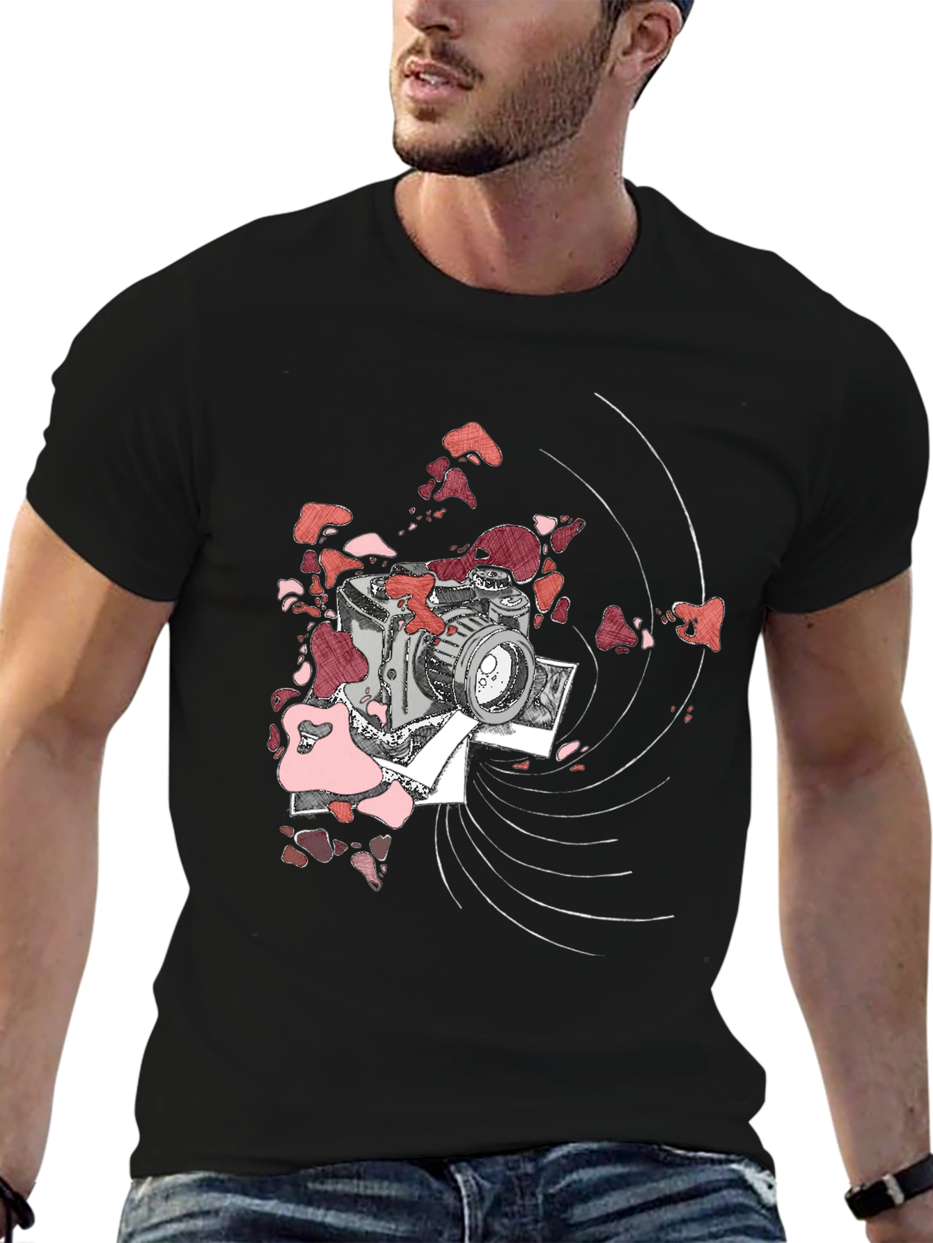 Retro Camera Graphic T-Shirt - Black