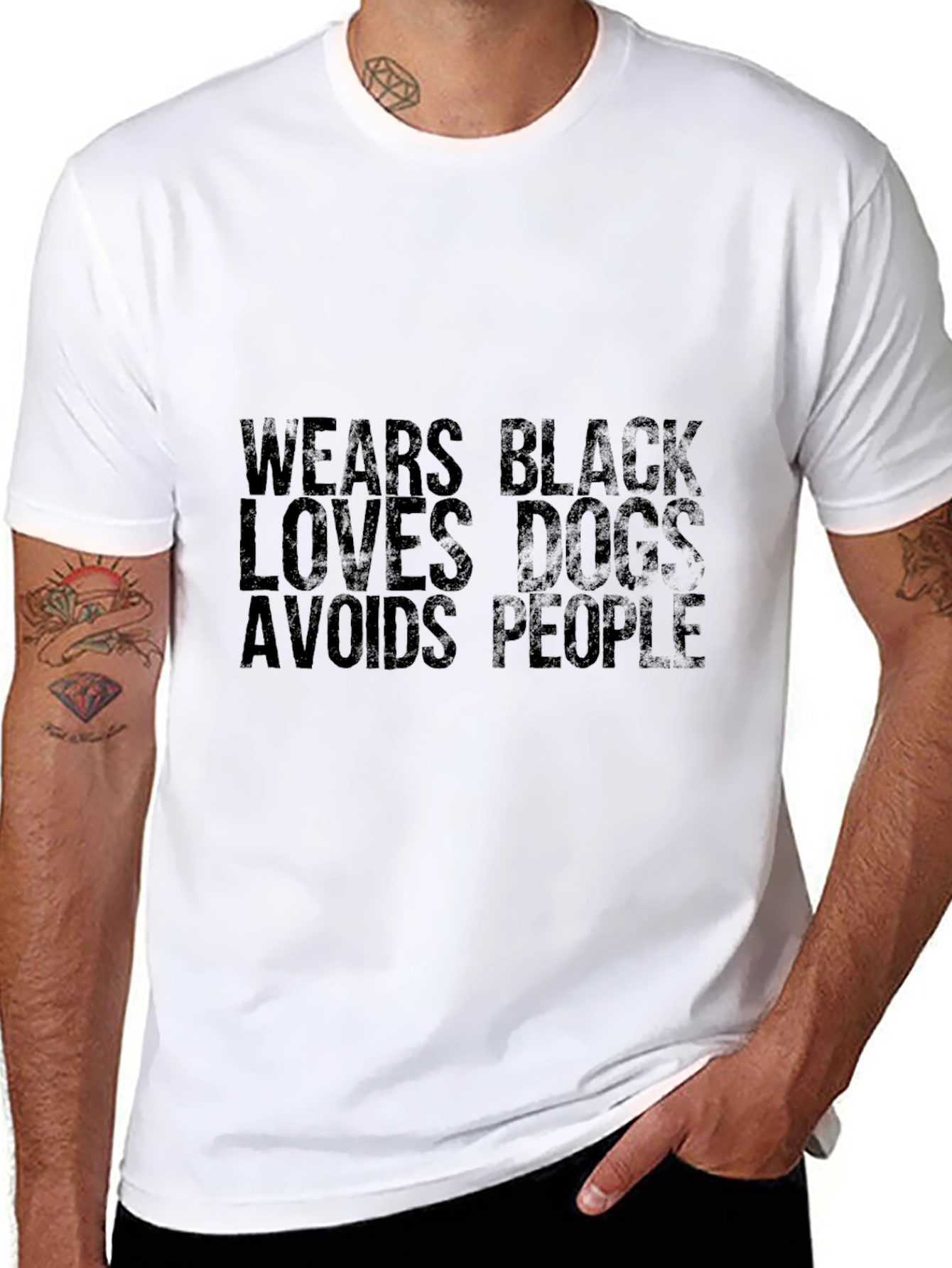 Wears Black Loves Dogs Avoids People Graphic Tee