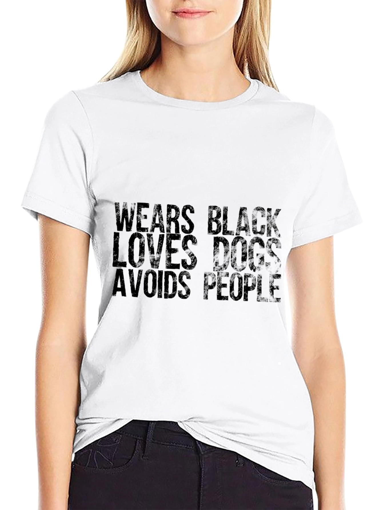Wears Black Loves Dogs Avoids People Graphic Tee