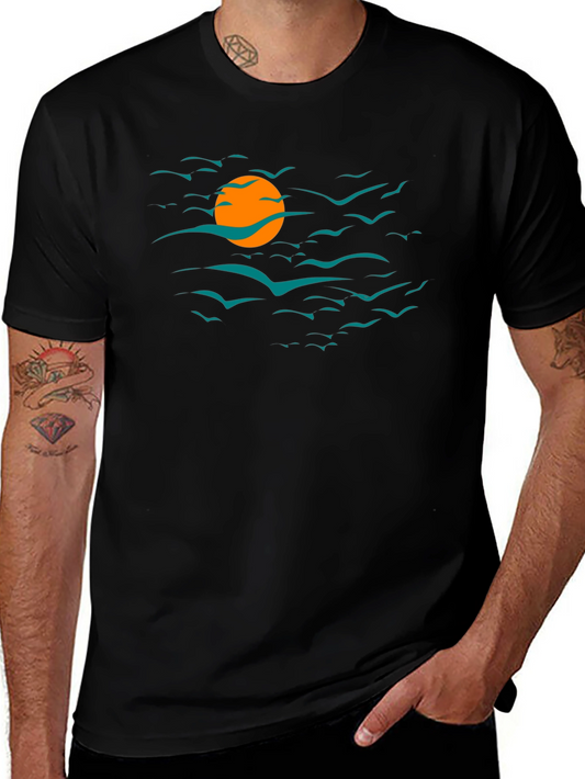 Sunset Bird Graphic Tee - Black