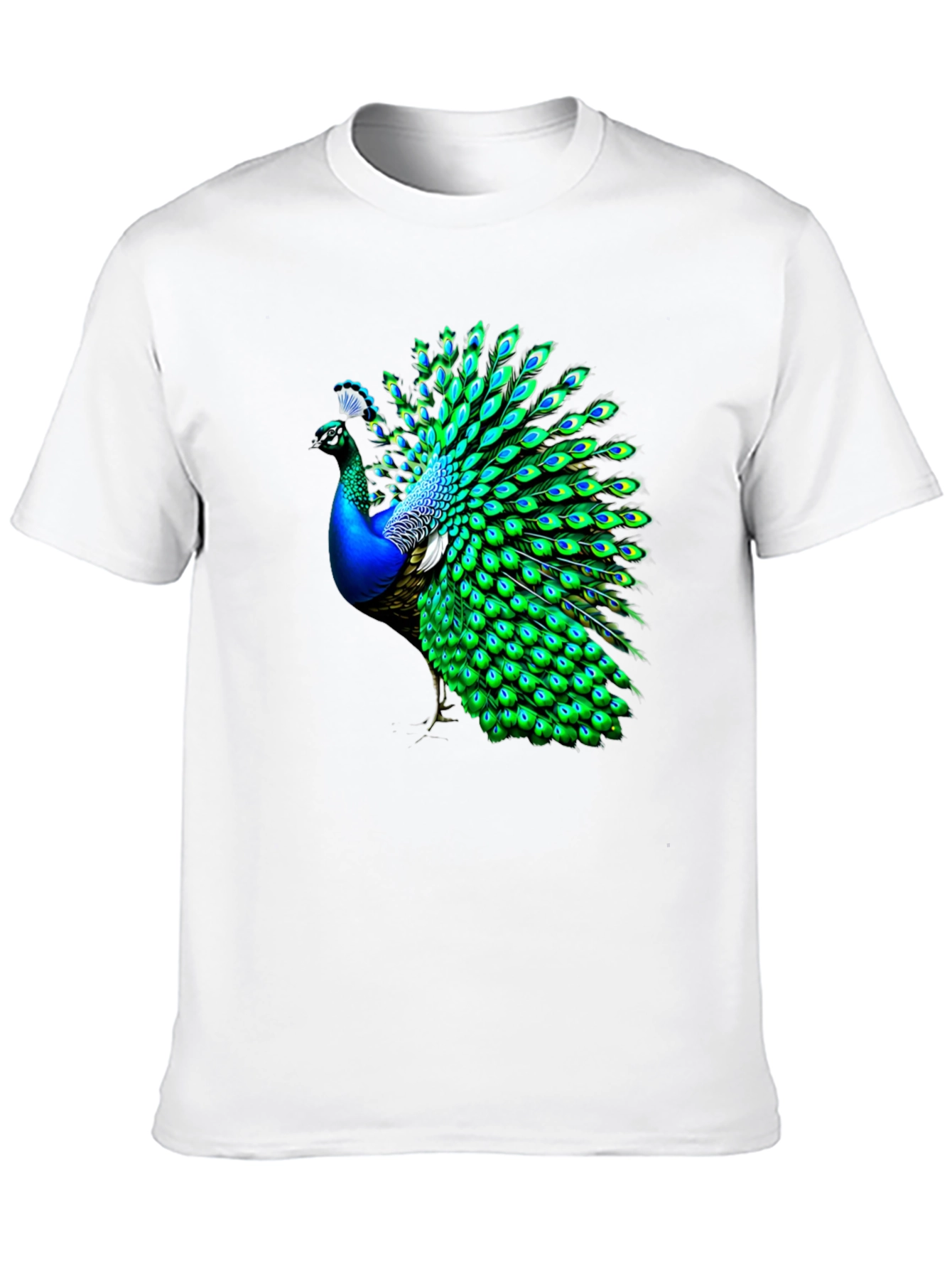Peacock Graphic Print Crew Neck T-Shirt
