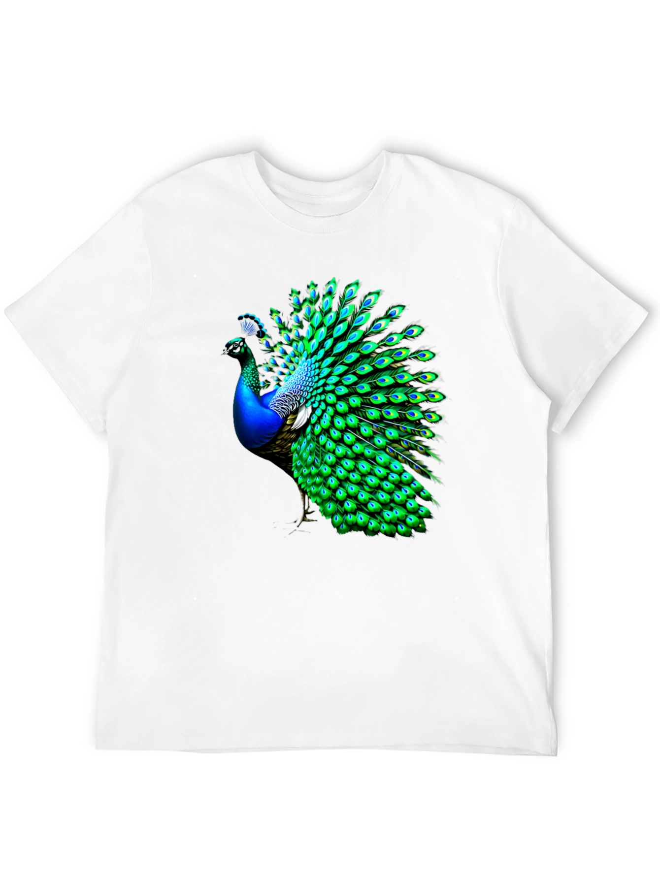 Peacock Graphic Print Crew Neck T-Shirt