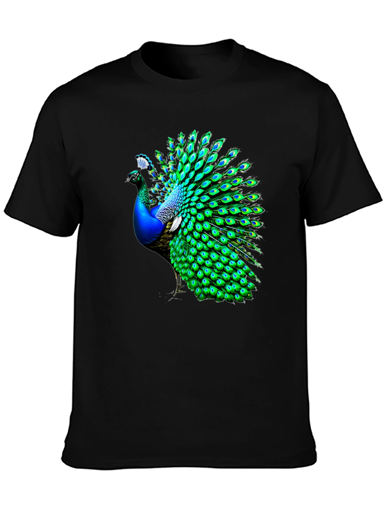 Peacock Graphic Print Crew Neck T-Shirt