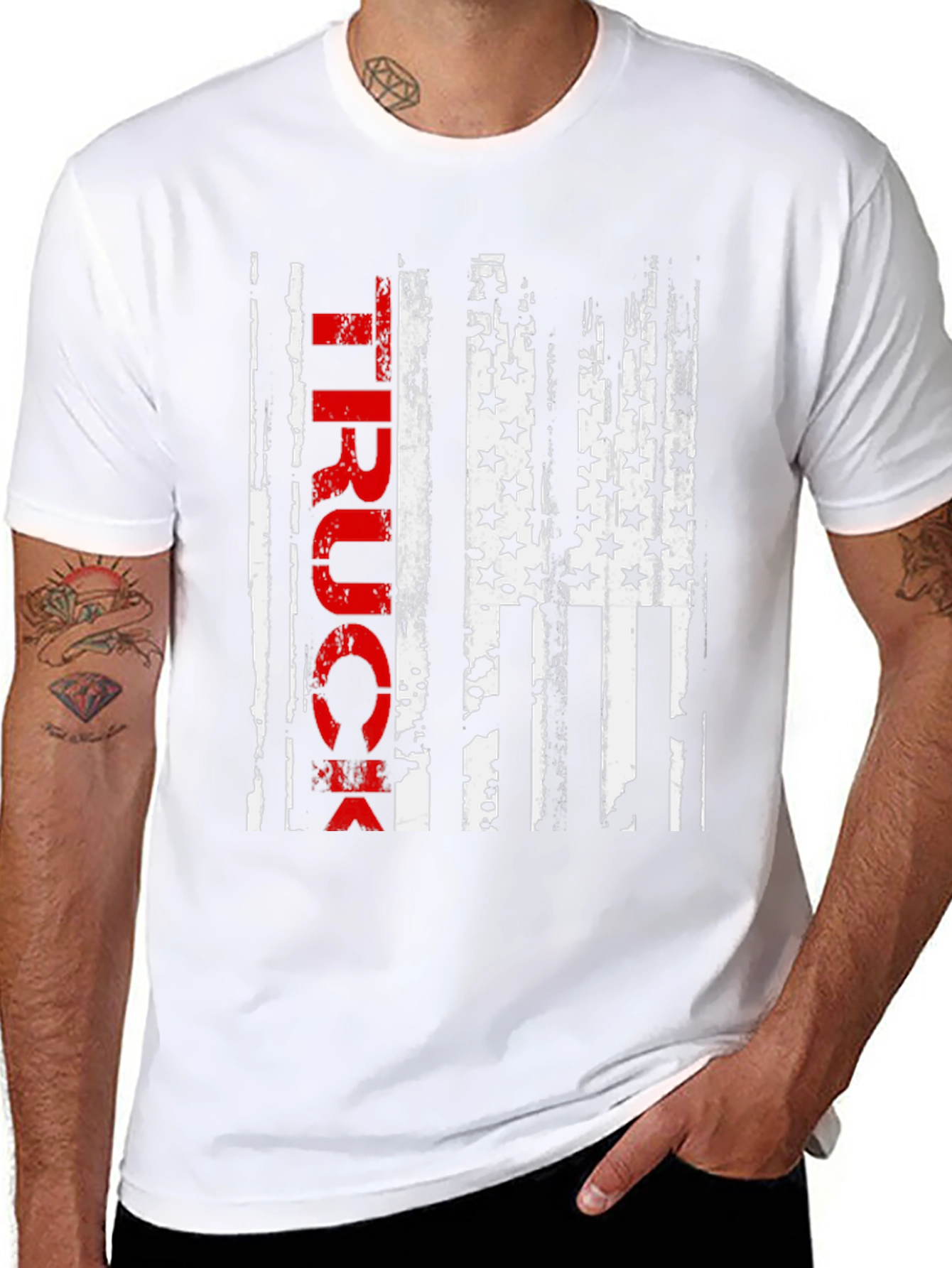 Truck American Flag Graphic Tee - Patriotic Style