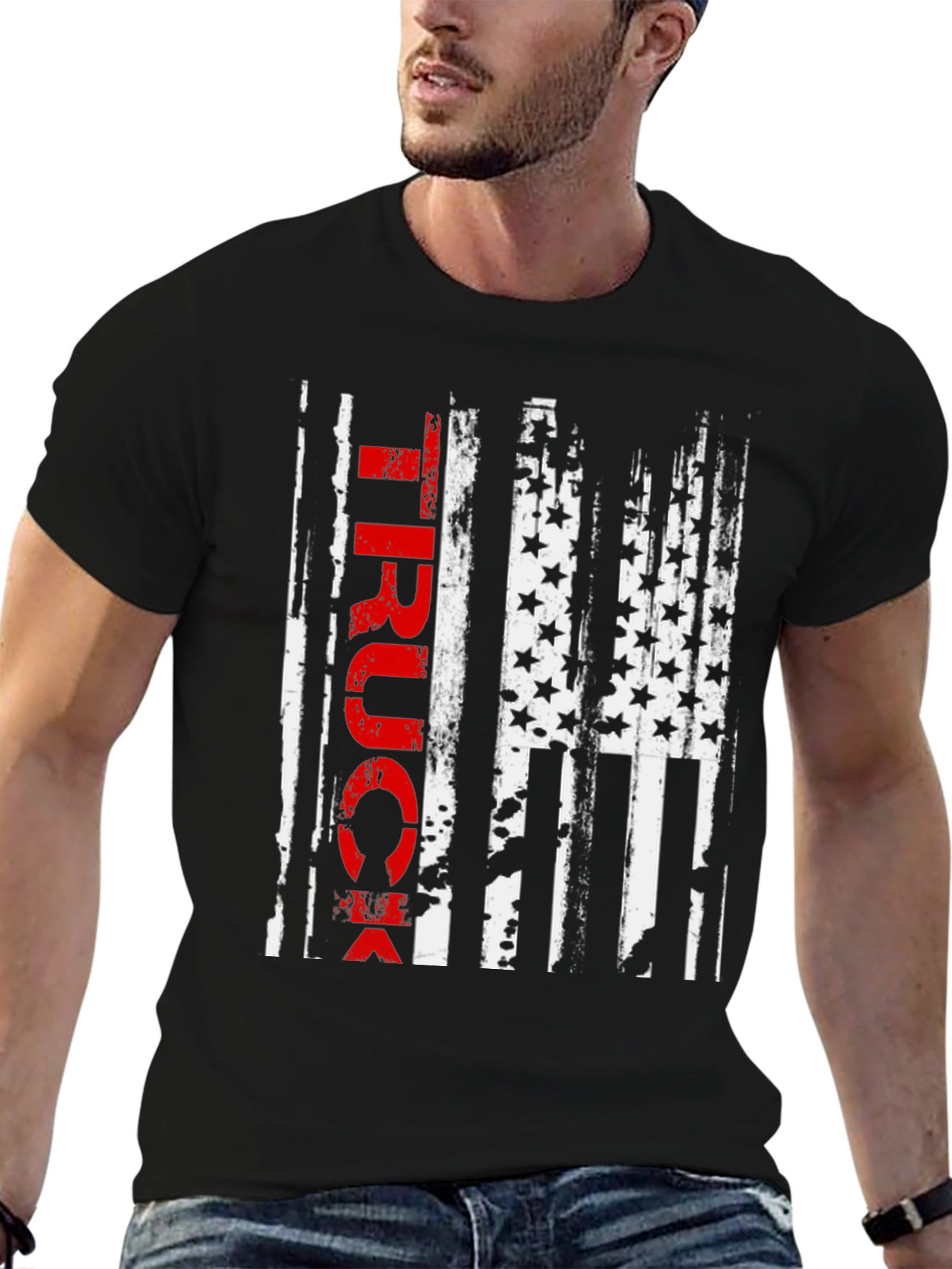 Truck American Flag Graphic Tee - Patriotic Style