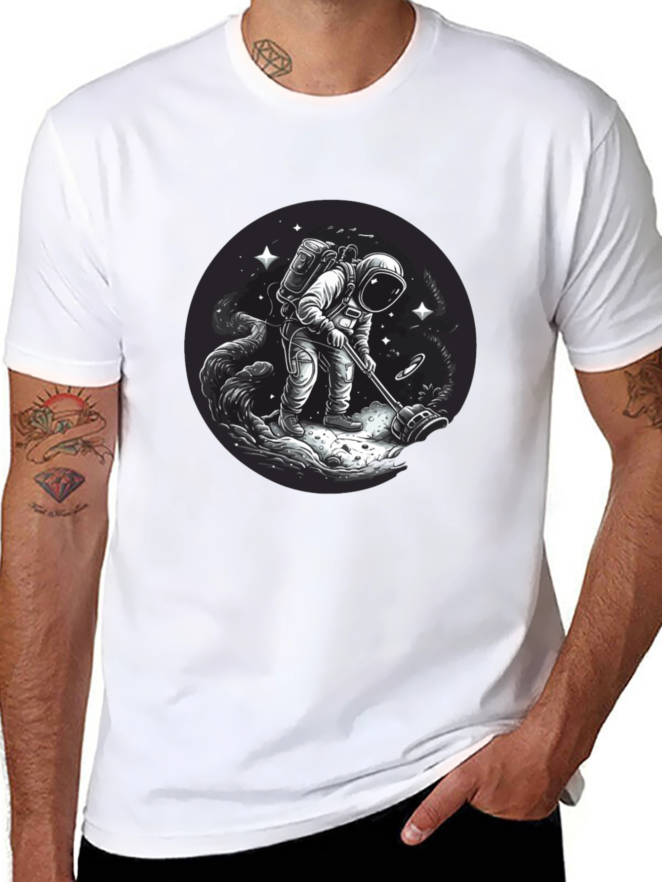 Astronaut Metal Detecting Graphic Tee