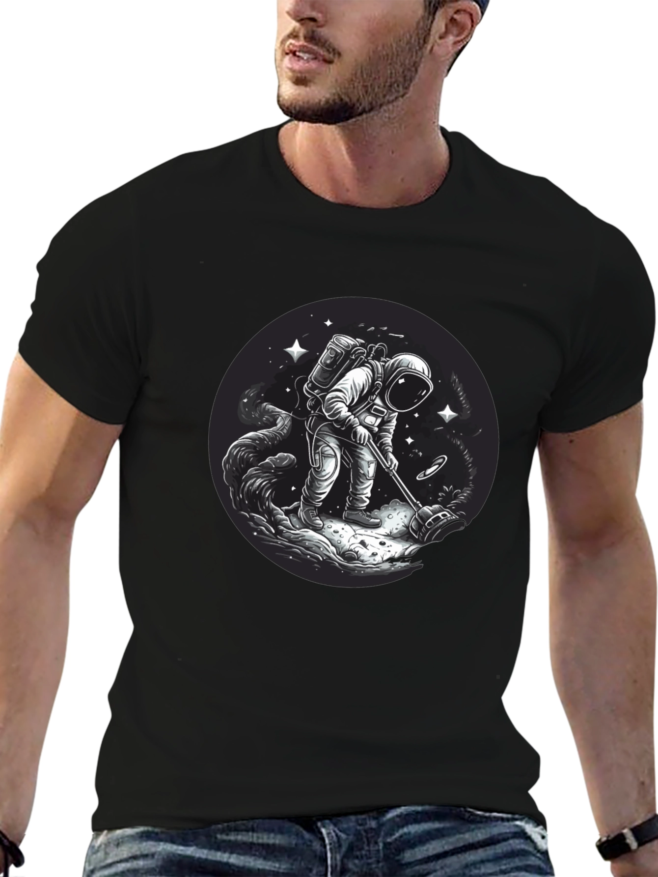 Astronaut Metal Detecting Graphic Tee