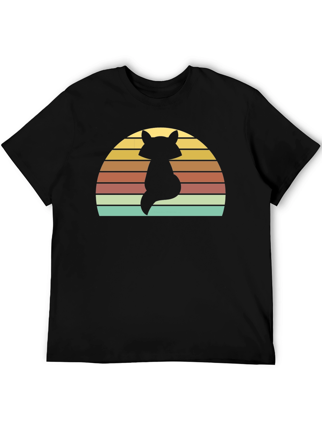 Retro Fox Sunset T-Shirt - Black