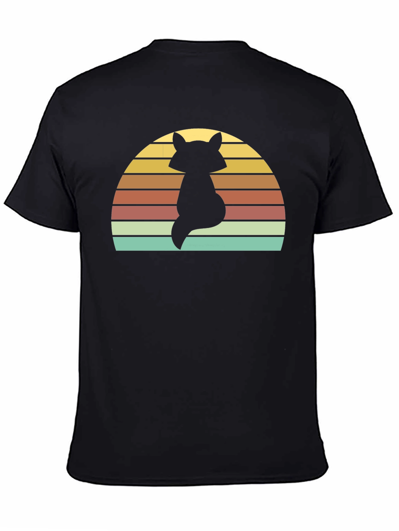 Retro Fox Sunset T-Shirt - Black
