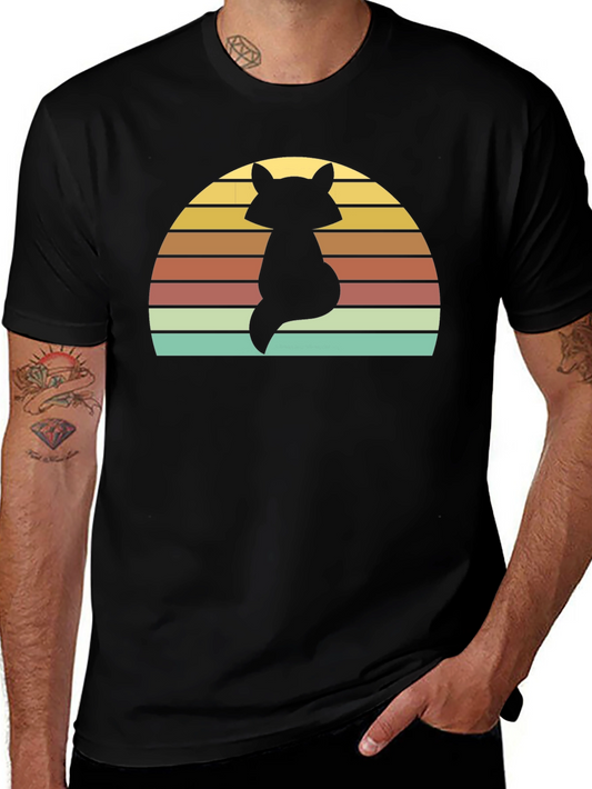 Retro Fox Sunset T-Shirt - Black