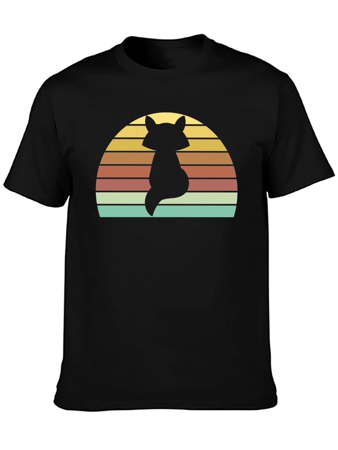 Retro Fox Sunset T-Shirt - Black