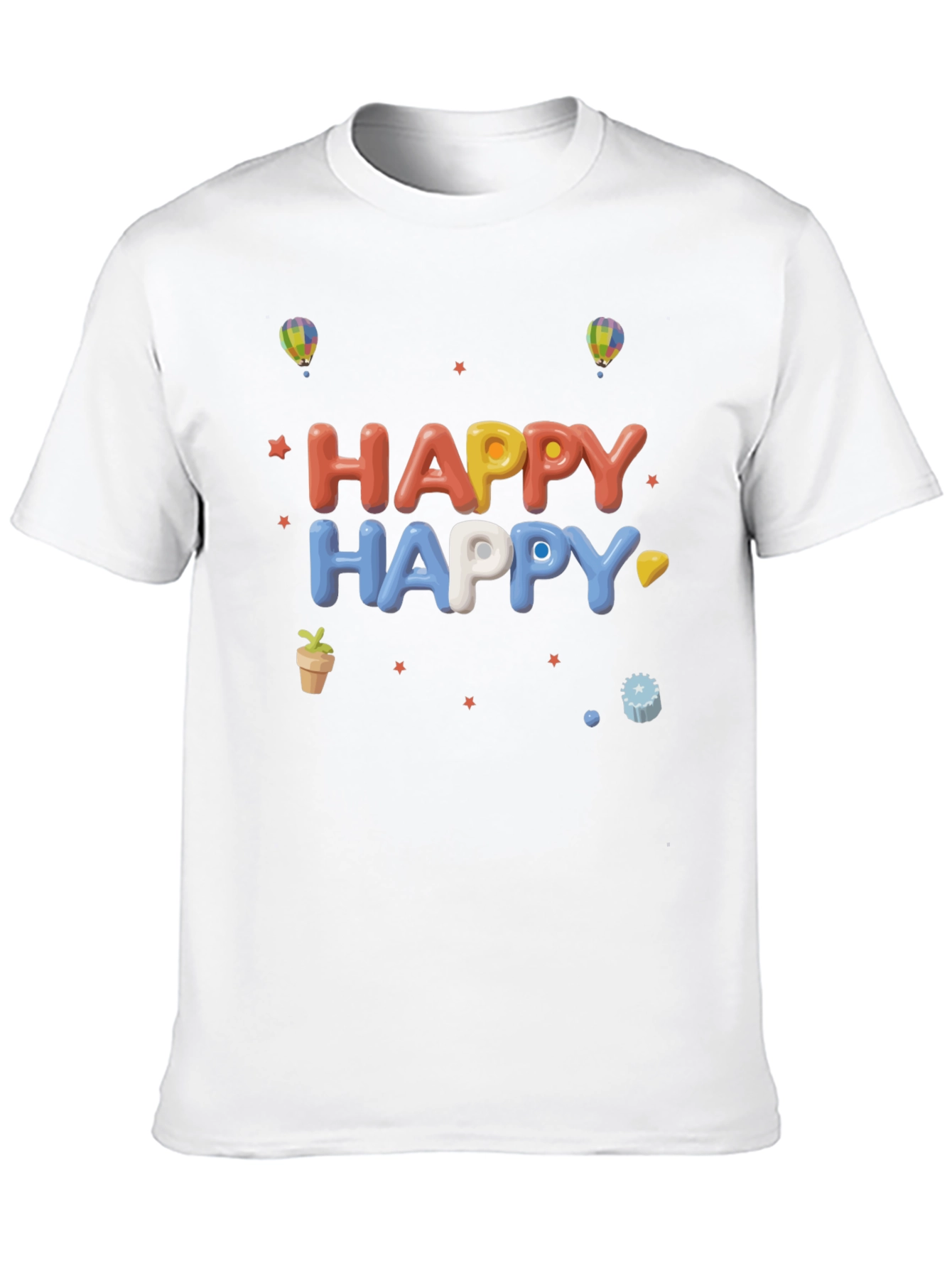 Happy Graphic Print Black T-Shirt